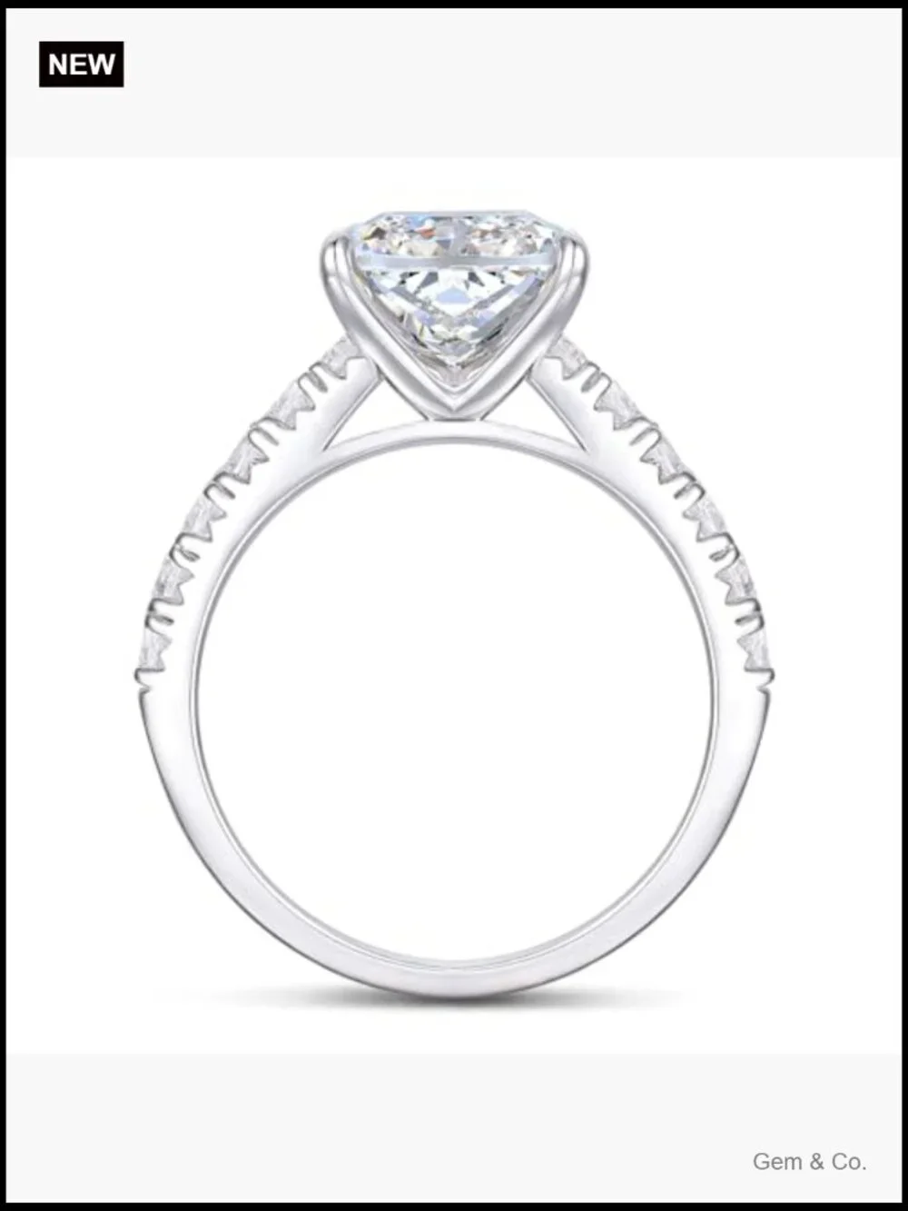 14K Solid Gold 4CT Radiant Cut Moissanite Engagement Ring